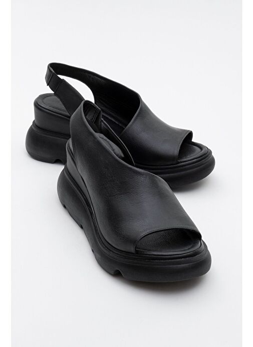 Luvi Shoes Luvi Shoes AGUSTO Siyah Cilt Hakiki Deri Kadın Dolgu Topuk Sandalet Boyner'de! Siyah - 2. görsel