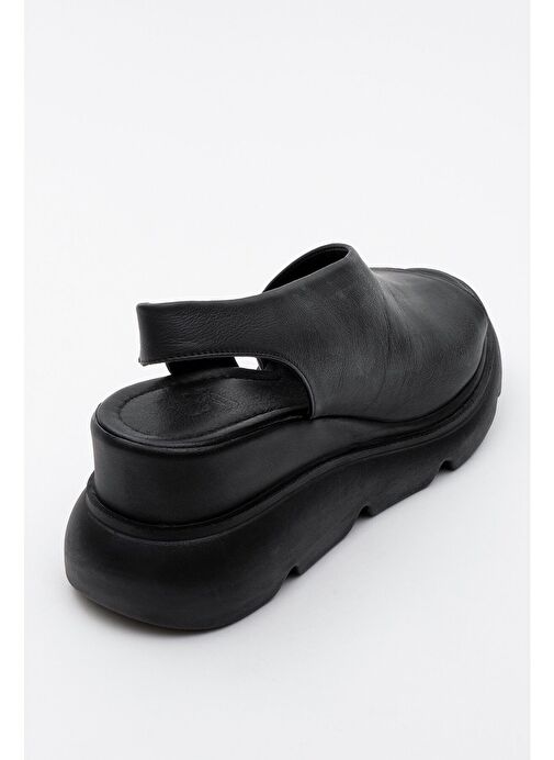 Luvi Shoes Luvi Shoes AGUSTO Siyah Cilt Hakiki Deri Kadın Dolgu Topuk Sandalet Boyner'de! Siyah - 5. görsel