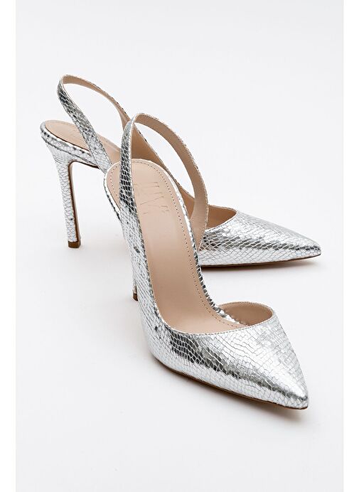 TWİNE Gümüş Desenli Kadın Topuklu Ayakkabı - Görsel 2
