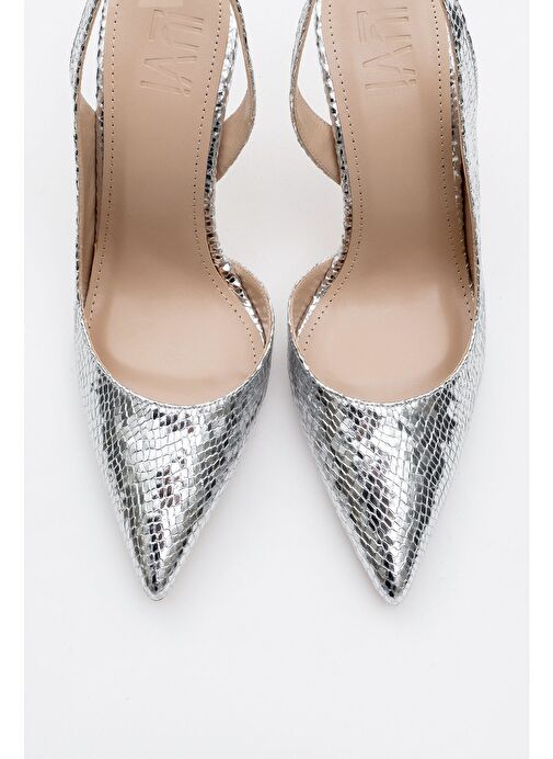 TWİNE Gümüş Desenli Kadın Topuklu Ayakkabı - Görsel 3