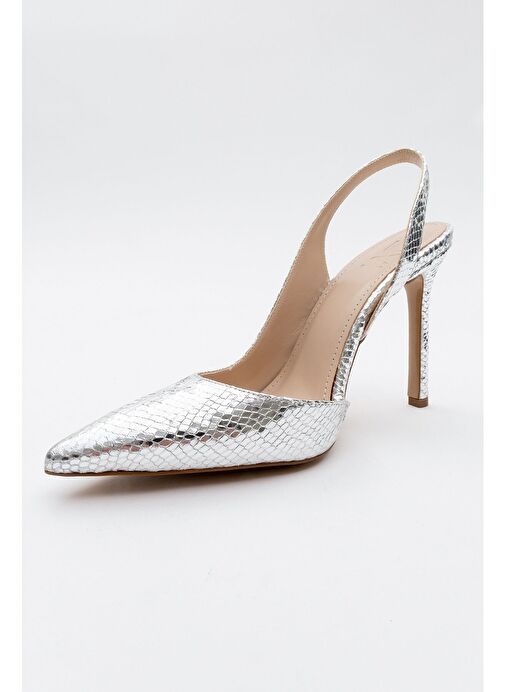 TWİNE Gümüş Desenli Kadın Topuklu Ayakkabı - Görsel 4
