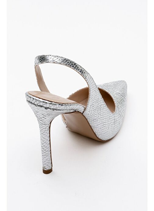 TWİNE Gümüş Desenli Kadın Topuklu Ayakkabı - Görsel 5