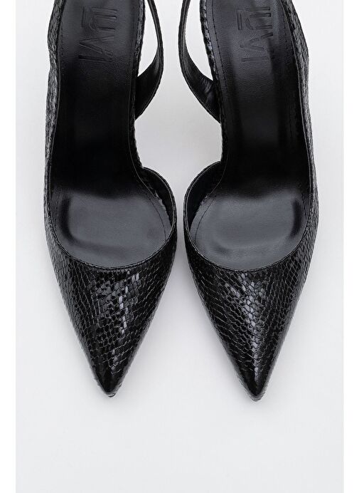 TWİNE Siyah Desenli Kadın Topuklu Ayakkabı - Görsel 3