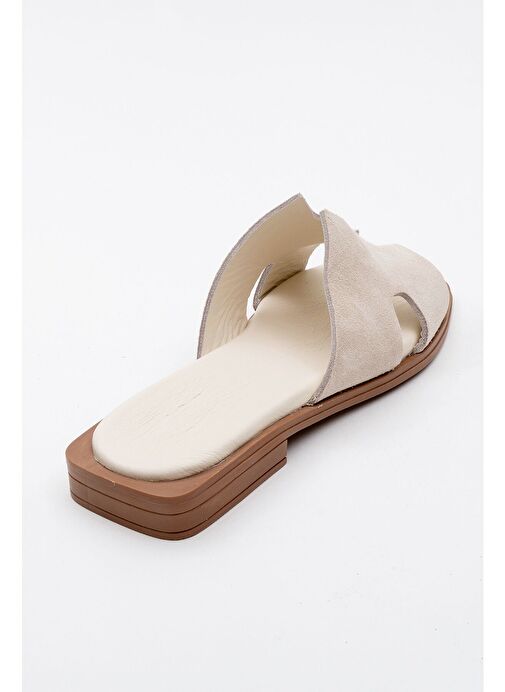 JEZ Bej Süet Hakiki Deri Kadın Terlik - Görsel 5