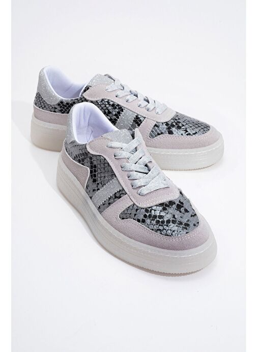 REXİE Gümüş Desenli Simli Kadın Spor Ayakkabı - Görsel 2