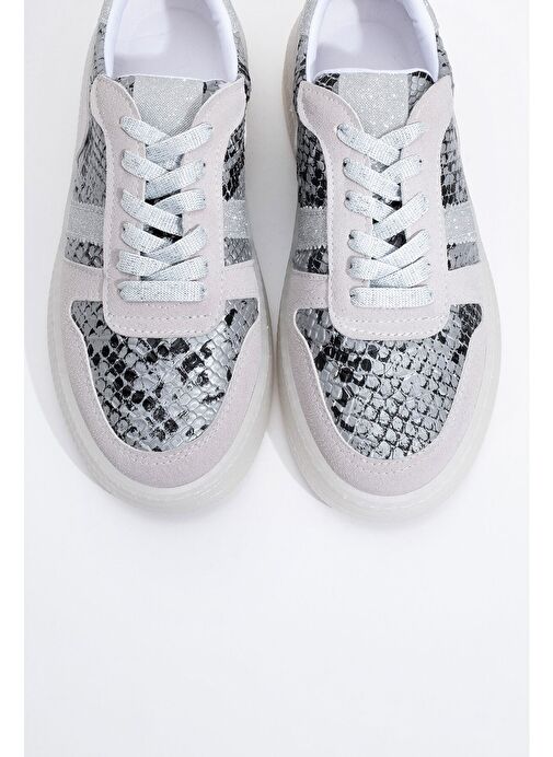 REXİE Gümüş Desenli Simli Kadın Spor Ayakkabı - Görsel 3