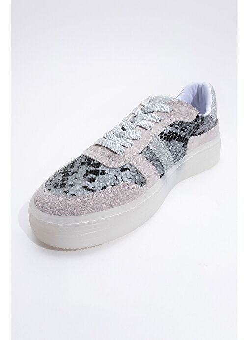 REXİE Gümüş Desenli Simli Kadın Spor Ayakkabı - Görsel 4