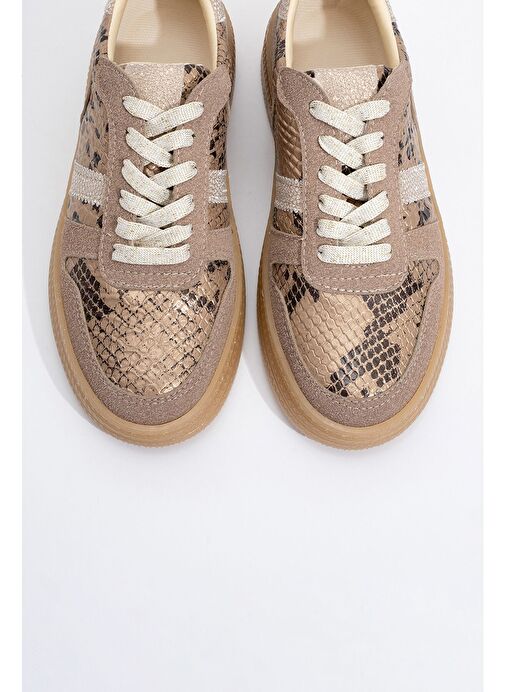 REXİE Altın Desenli Simli Kadın Spor Ayakkabı - Görsel 3