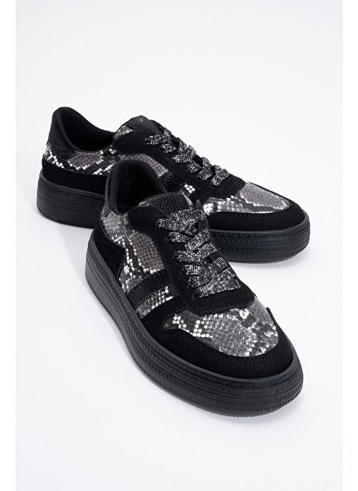 REXİE Siyah Desenli Simli Kadın Spor Ayakkabı - Görsel 2