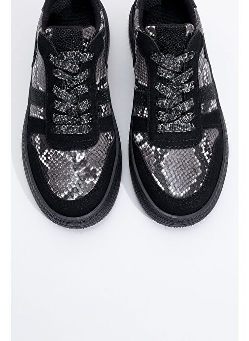 REXİE Siyah Desenli Simli Kadın Spor Ayakkabı - Görsel 3