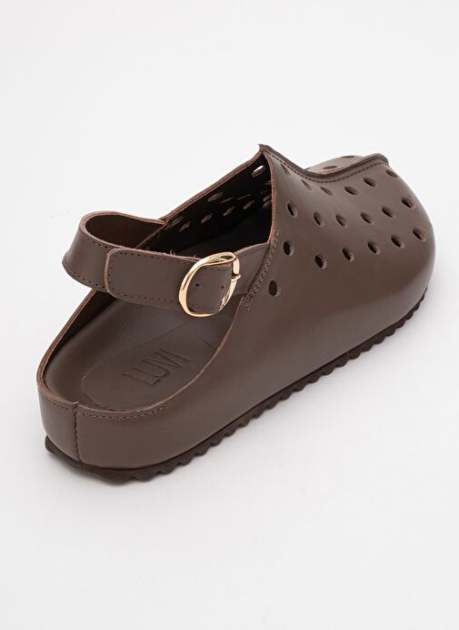 JUSTA Kahve Cilt Hakiki Deri Kadın Sandalet - Görsel 6