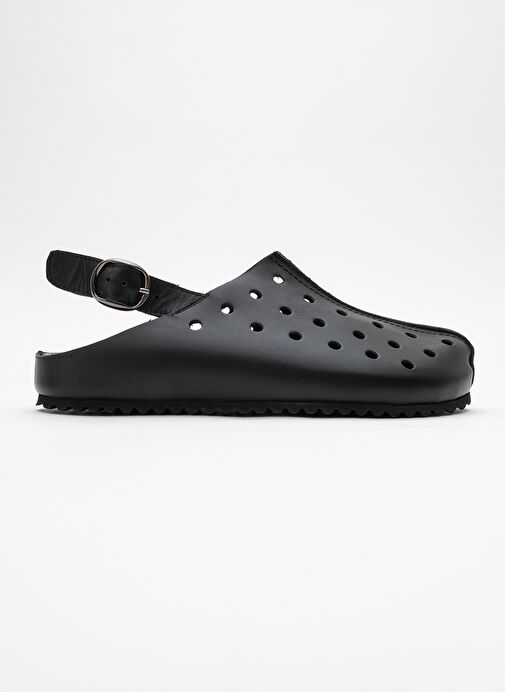 JUSTA Siyah Cilt Hakiki Deri Kadın Sandalet - Görsel 6