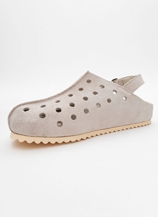 JUSTA Bej Süet Hakiki Deri Kadın Sandalet - Görsel 5