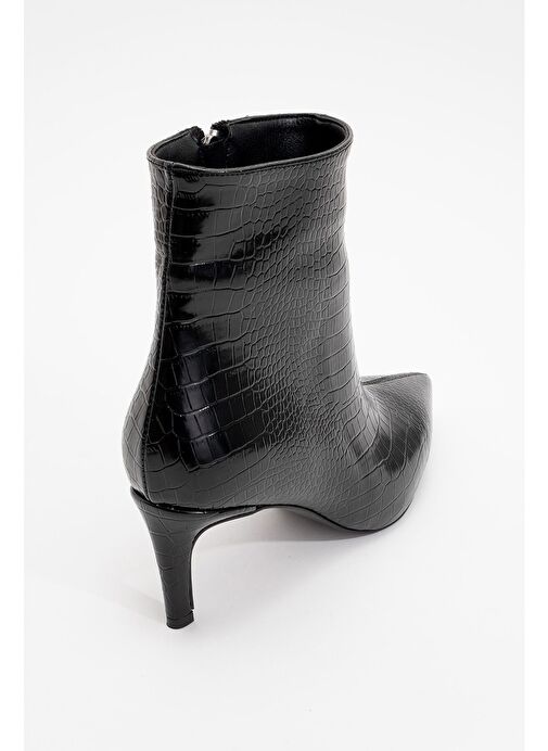 NOYA Siyah Baskı Sivri Burun Kadın İnce Topuklu Bot - Görsel 5