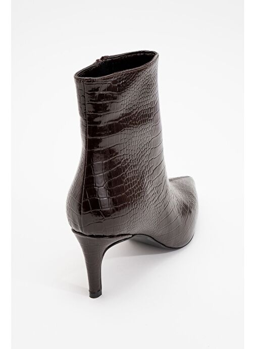 NOYA Kahverengi Baskı Sivri Burun Kadın İnce Topuklu Bot - Görsel 5