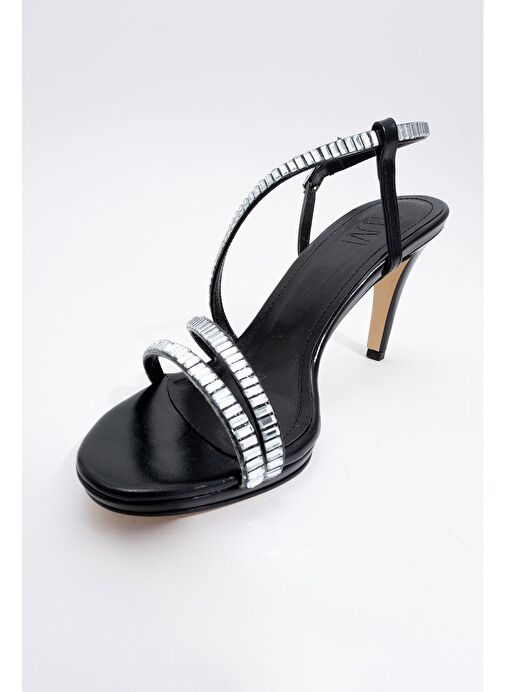 NUEVO Siyah Cilt Taşlı Kadın Topuklu Abiye Ayakkabı - Görsel 3
