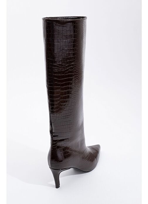 CAMİLA Kahve Baskı Kadın Topuklu Çizme - Görsel 4