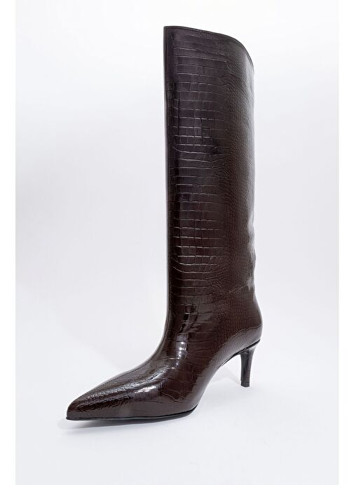CAMİLA Kahve Baskı Kadın Topuklu Çizme - Görsel 5