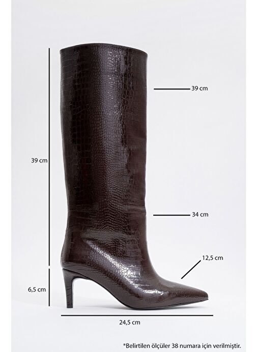 CAMİLA Kahve Baskı Kadın Topuklu Çizme - Görsel 6