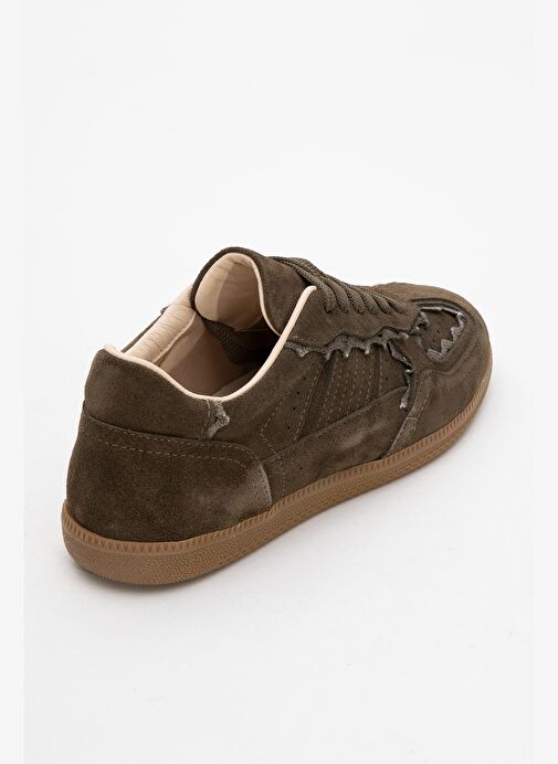 SHİVA Haki Hakiki Deri Kadın Günlük Spor Ayakkabı - Görsel 6