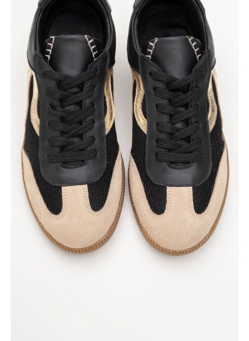 PERRY Siyah Hakiki Deri Kadın Spor Ayakkabı - Görsel 3