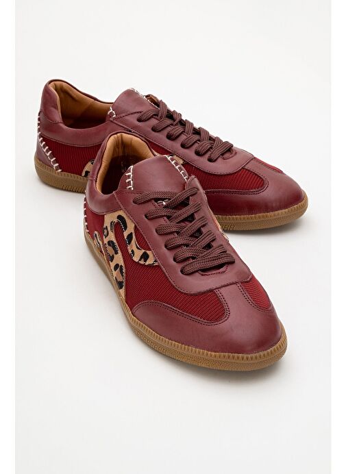 PERRY Bordo Hakiki Deri Kadın Spor Ayakkabı - Görsel 2