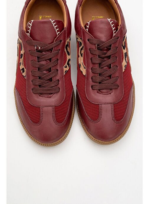 PERRY Bordo Hakiki Deri Kadın Spor Ayakkabı - Görsel 3