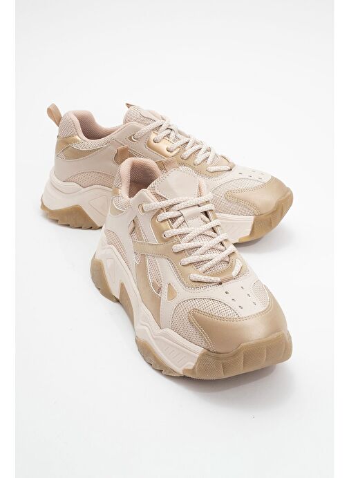 LECCE Bej Altın Kadın Spor Ayakkabı - Görsel 2