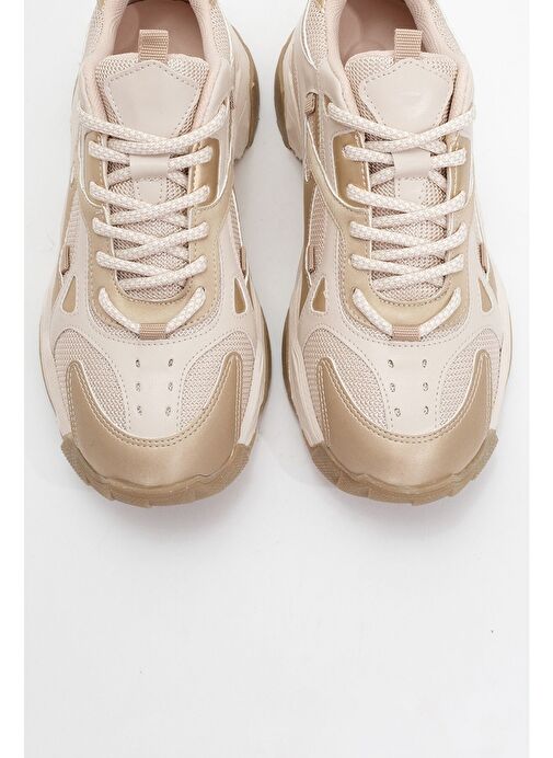 LECCE Bej Altın Kadın Spor Ayakkabı - Görsel 3