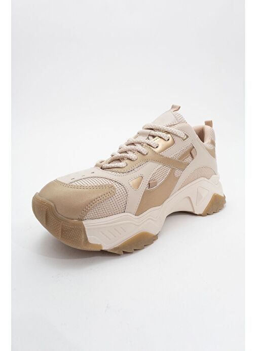 LECCE Bej Altın Kadın Spor Ayakkabı - Görsel 4