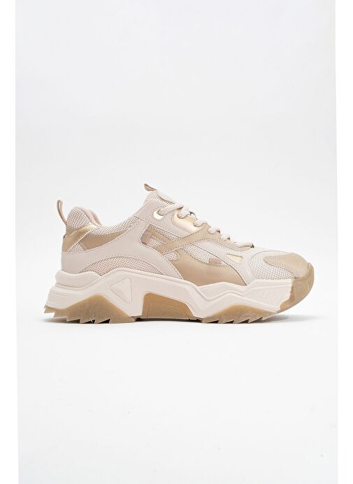 LECCE Bej Altın Kadın Spor Ayakkabı - Görsel 6