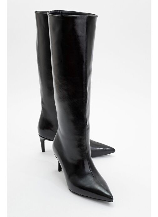 CAMİLA Siyah Cilt Kadın Topuklu Çizme - Görsel 2