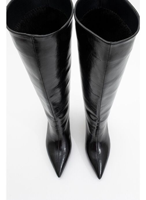 CAMİLA Siyah Cilt Kadın Topuklu Çizme - Görsel 3