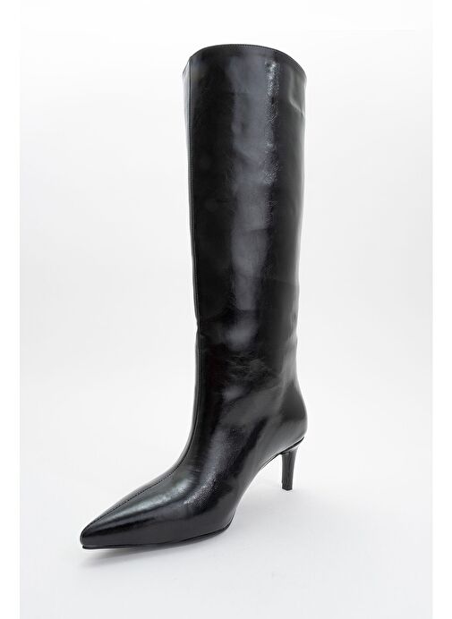 CAMİLA Siyah Cilt Kadın Topuklu Çizme - Görsel 4