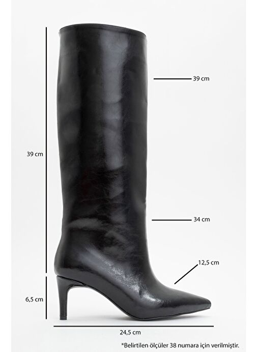 CAMİLA Siyah Cilt Kadın Topuklu Çizme - Görsel 6