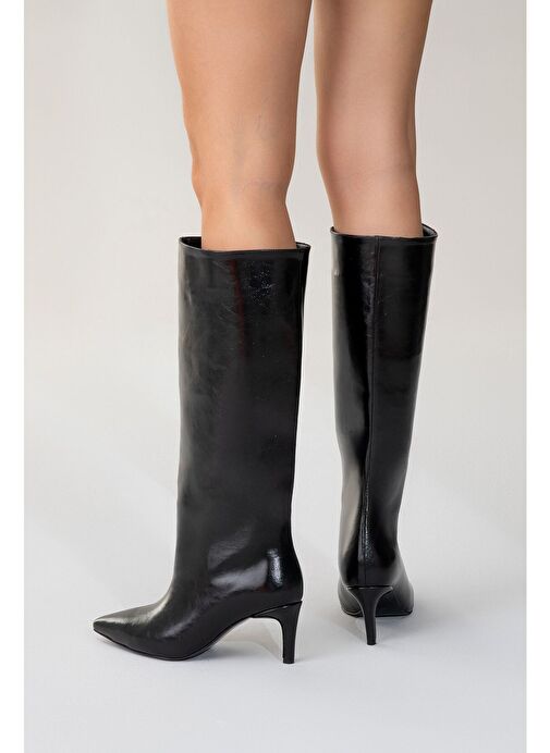 CAMİLA Siyah Cilt Kadın Topuklu Çizme - Görsel 9