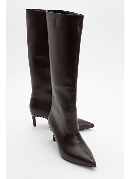 CAMİLA Kahverengi Cilt Kadın Topuklu Çizme - Görsel 2