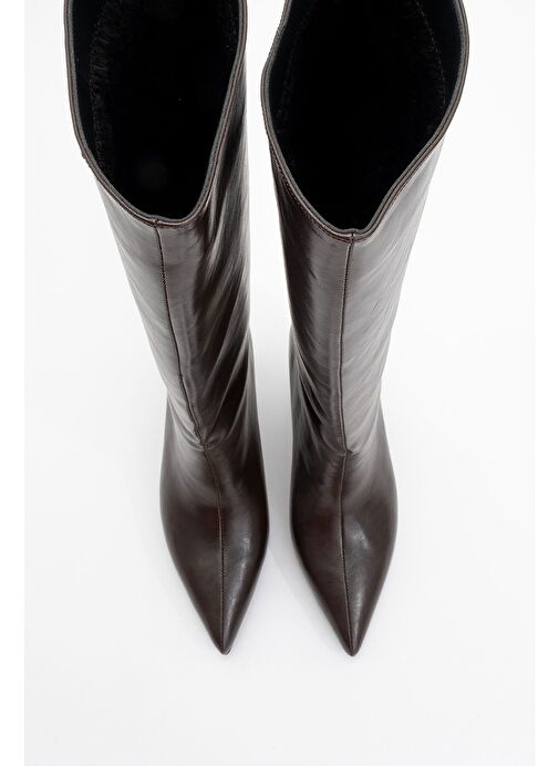 CAMİLA Kahverengi Cilt Kadın Topuklu Çizme - Görsel 3