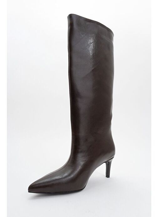 CAMİLA Kahverengi Cilt Kadın Topuklu Çizme - Görsel 4