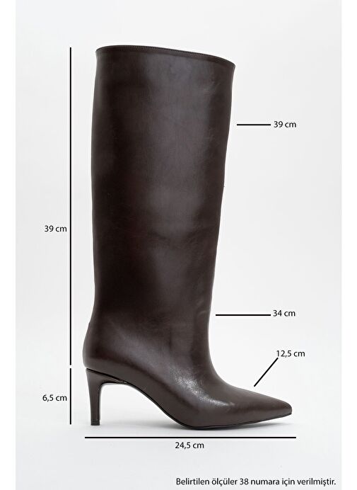 CAMİLA Kahverengi Cilt Kadın Topuklu Çizme - Görsel 6
