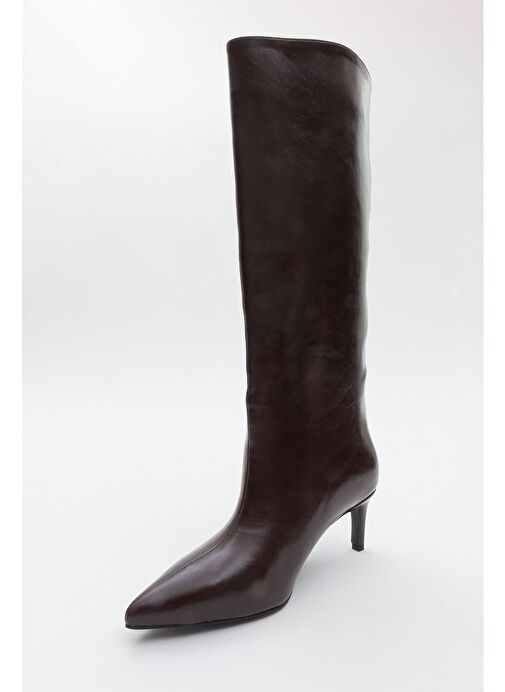 CAMİLA Bordo Cilt Kadın Topuklu Çizme - Görsel 4