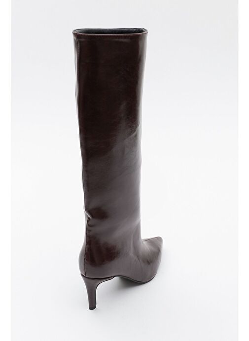 CAMİLA Bordo Cilt Kadın Topuklu Çizme - Görsel 5