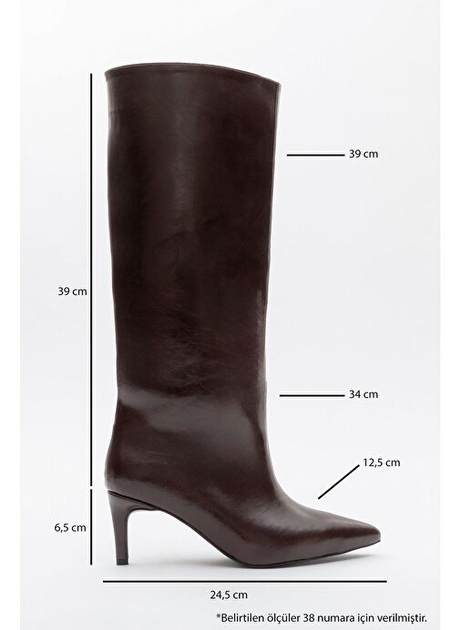CAMİLA Bordo Cilt Kadın Topuklu Çizme - Görsel 6
