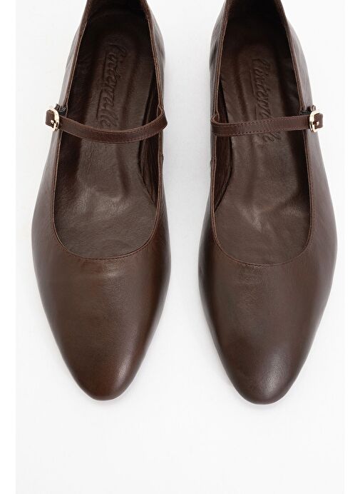 Luvi Shoes Luvi Shoes LUNAIRE Kahverengi Hakiki Deri Tek Bantlı Sivri Burun Kadın Babet Ayakkabı Boyner'de! Kahverengi - 3. görsel