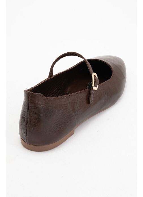 Luvi Shoes Luvi Shoes LUNAIRE Kahverengi Hakiki Deri Tek Bantlı Sivri Burun Kadın Babet Ayakkabı Boyner'de! Kahverengi - 5. görsel