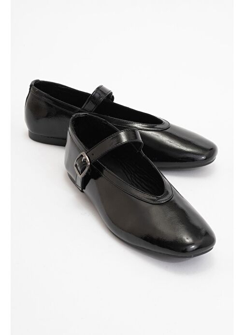 JARRET Siyah Rugan Hakiki Deri Kadın Babet Ayakkabı - Görsel 2