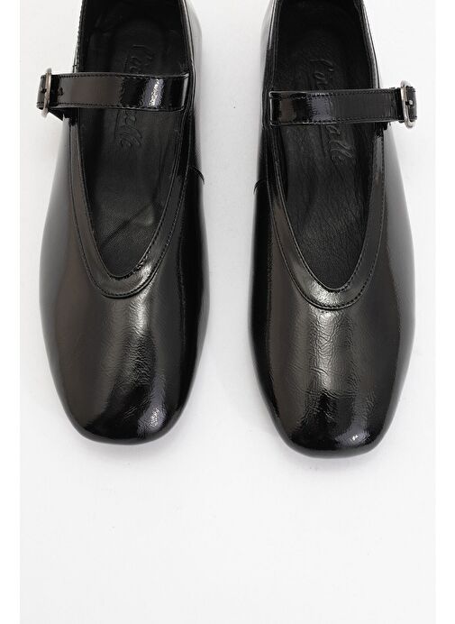 JARRET Siyah Rugan Hakiki Deri Kadın Babet Ayakkabı - Görsel 3