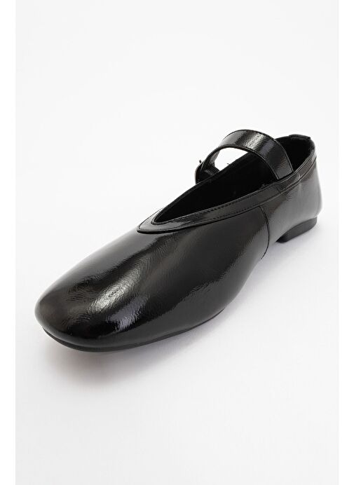 JARRET Siyah Rugan Hakiki Deri Kadın Babet Ayakkabı - Görsel 4