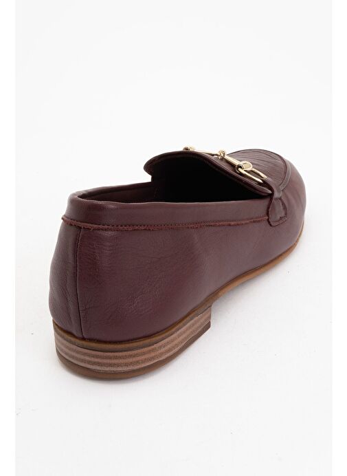 TREXIE Bordo Cilt Hakiki Deri Tokalı Kadın Loafer Ayakkabı - Görsel 5