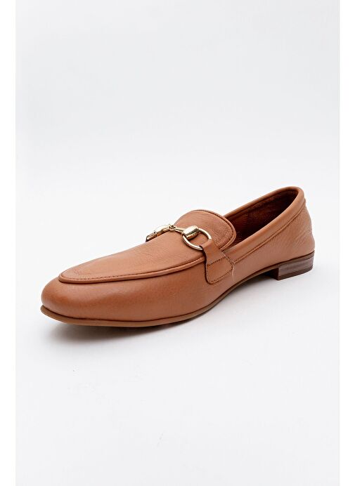 TREXIE Taba Cilt Hakiki Deri Tokalı Kadın Loafer Ayakkabı - Görsel 4
